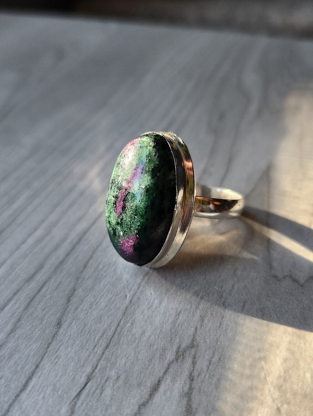 Ruby Zosite Gemstone Handmade 925 Sterling Silver Ring Size 8